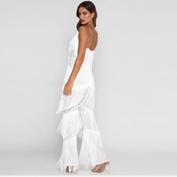 🎉 Host Pick! 🎉 NEW! White Fringe Jumpsuit - Picture 2 of 8